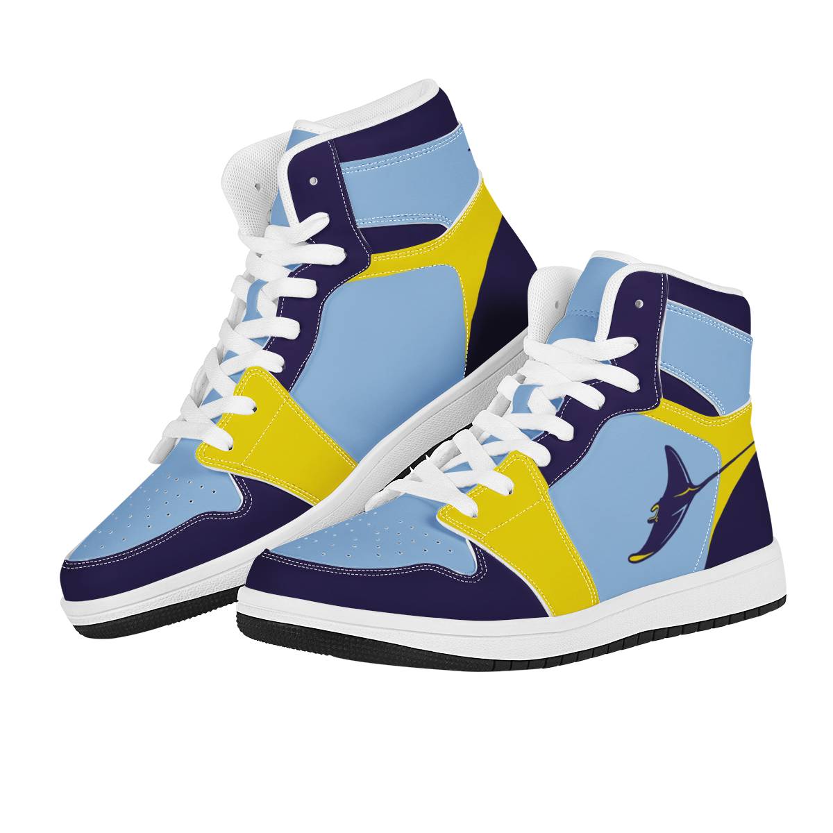 Women's Tampa Bay Rays High Top Leather AJ1 Sneakers 001